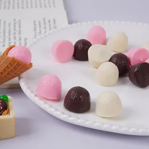 Simulated Ice Cream Scoops Miniature PVC Food Models Realistic Hemispherical Chocolate For DIY Crafts Dollhouse Decor