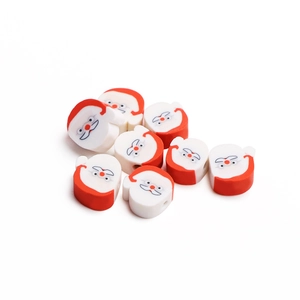 Handmade polymer clay Santa Claus loose beads for DIY Christmas jewelry making