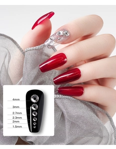 Detailed size comparison of AB crystal rhinestones for nail art from 1.5mm to 4mm