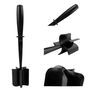 Versatile black plastic meat chopper and masher tool for ground beef and salads