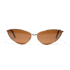 Occhiali da sole polarizzati cat eye con sottile montatura in metallo dorato e lenti marroni