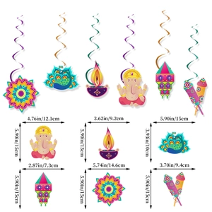 Diwali party hanging swirls with Ganesha and peacock designs including size dimensions