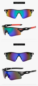 Detail view of sport sunglasses showing gradient mercury lenses and aerodynamic frames