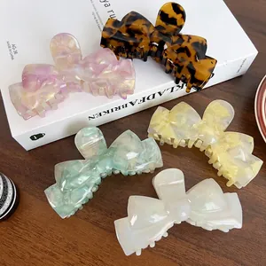 Bowknot Hair Claw Clip Acetate Large Shark Clip Tortoiseshell Mermaid Marble Hair Accessories For Women Girls