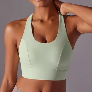 Soutien-gorge de sport vert menthe sans couture avec bretelles larges et maintien