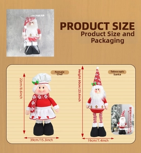 Detailed size chart for Christmas chef doll and retractable Santa Claus figurines