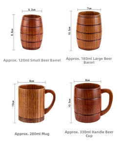 Detailed comparison of various jujube wood cups showing distinct sizes and natural grain texture