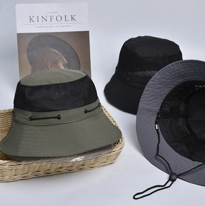 Outdoor sun hats in dark green, black and grey with breathable mesh and adjustable chin straps