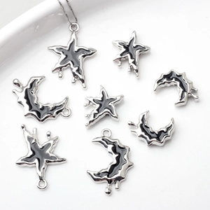 Star Moon Charms Pendants DIY Jewelry Making Accessories Zinc Alloy Enamel Drip Oil Molten Liquid Metal Style Celestial