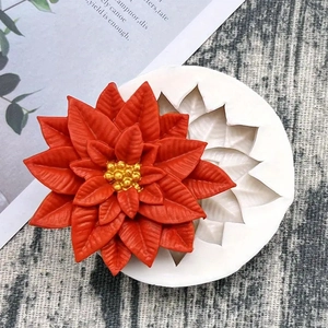 Christmas Poinsettia silicone mold for DIY fondant cake baking and candle making