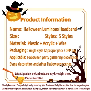 Glow-in-the-dark Halloween headbands for kids and adults with skull and bat designs