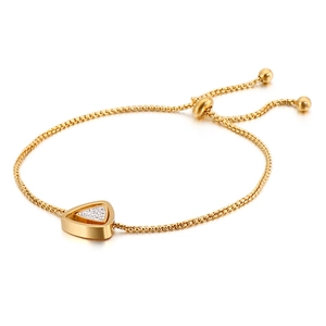 Bracelet élégant en acier titane doré avec breloques géométriques et zircons blancs fins