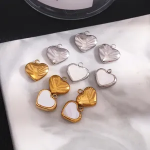 11mm stainless steel heart pendants with shell inlay for DIY jewelry making sets
