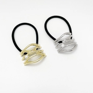 Alloy Artificial Pearl Ponytail Cuff Hair Tie Hollow Metal Elastic Hair Band For Women Fashion Accessories
