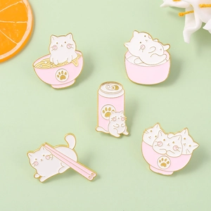 Broche Épingle en Émail Chat Dessin Animé Mignon Style Japonais Alliage Animal Épingle de Revers pour Sacs Vêtements Bijoux Femme