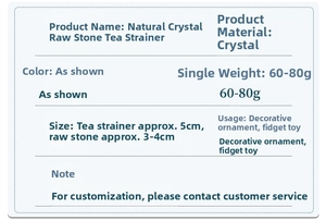 Detailed size specifications for the 304 stainless steel and raw amethyst tea strainer