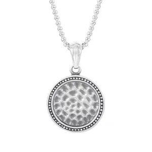 Retro Hammered Texture Round Pendant Stainless Steel Industrial Punk Jewelry Accessory For Men