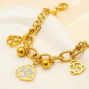 Flower Pendant Bracelet 18K Gold Plated Stainless Steel Rhinestone Hollow Rose Tulip Jewelry For Women Minimalist