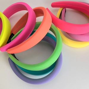 Padded Headband Fabric Sponge Thickened High Top Neon Solid Color Sweet Hair Hoop For Women Handmade