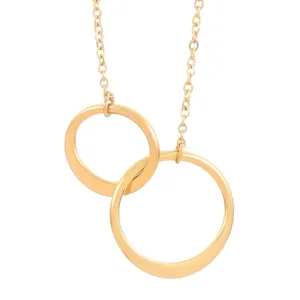 Minimalist 18K gold double interlocking circles pendant necklace with thin chain