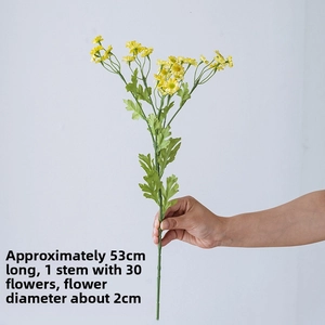 Detail shot of yellow artificial daisy bouquet with 30 small flower heads for home decor