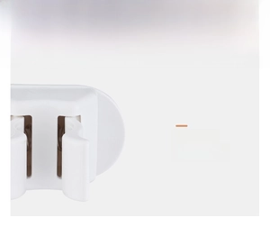Detail of durable white ABS wall mount mop holder with smooth burr-free edges