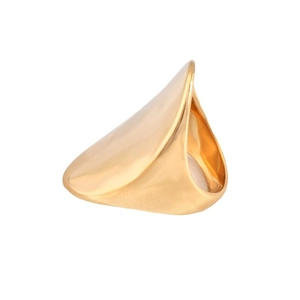 Polished 18k gold plated curved stainless steel ring with minimalist chunky aesthetic