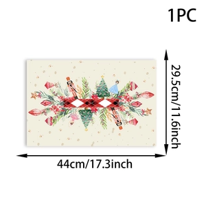 Detail showing 44x29.5cm dimensions of Nutcracker Christmas placemat for table decor