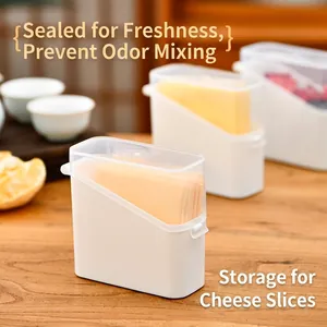 Japanese style cheese slice storage box with transparent lid for fridge organization
