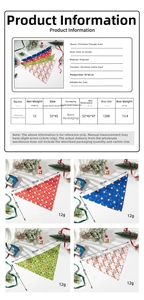 Christmas pet bandana set for cats featuring 55x45cm festive prints and polyester fabric