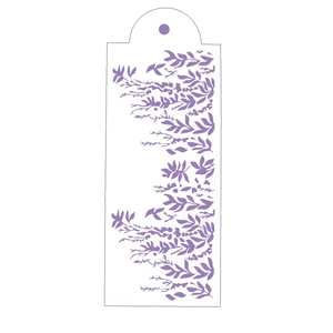 Purple floral stencil for cake side decoration featuring vine and leaf cutout patterns