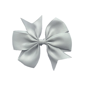 Elegant light gray grosgrain ribbon V-shaped bow hair clip for babies and toddlers