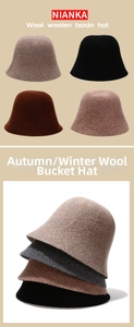 Detailed display of wool bucket hats in various solid colors for autumn and winter