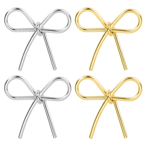 Bow Pendant Necklace 304 Stainless Steel Vacuum Plated Cute Sweet Geometric Jewelry Accessory For Women