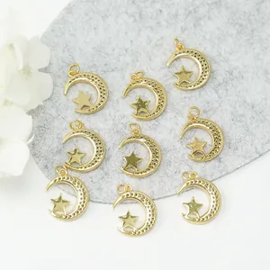 Set of 9 18K gold plated celestial star and moon charms for DIY jewelry making