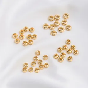 Polished Wheel Spacer Beads Large Hole 14K Gold Filled Copper Loose Beads For DIY Jewelry Making Crafts