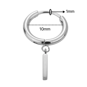 Minimalistischer Edelstahl-Ohrring mit rechteckigem Anhänger und 10mm Innendurchmesser