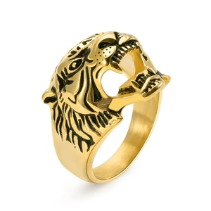 Vintage Punk Tiger Head Ring Domineering Stainless Steel Animal Signet Jewelry For Men