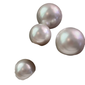 Minimalist oversized round pearl earrings with S925 silver needle and pinkish white luster