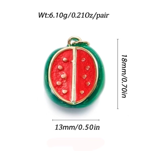 Watermelon fruit charm pendant with dimensions 18mm by 13mm and 6.10g weight details