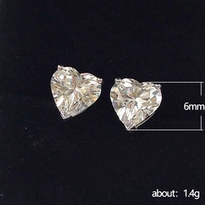 Pair of 6mm heart-shaped cubic zirconia stud earrings in a classic 3-prong setting
