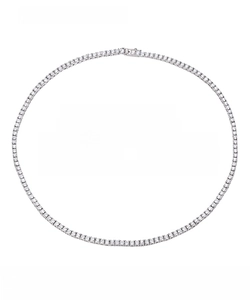 Detailed size chart of 925 silver moissanite tennis chain with weights and lengths