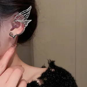 Butterfly Elf Wing Ear Cuff Integrated Earrings With 925 Sterling Silver Earring Post Hollow Metal Fairy Style For Women