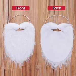 Christmas Santa Claus Beard And Hat Set White Synthetic Fiber Costume Props Holiday Party Dress Up Accessories