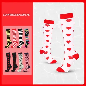 Long professional compression sports socks with diverse patterns and high pressure support