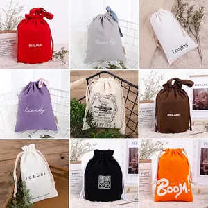 Colorful drawstring cotton canvas bags in multiple colors for custom gift packaging