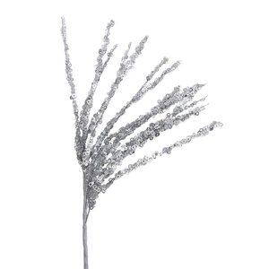 Sparkling silver sequin branch spray for Christmas floral arrangements and DIY decor