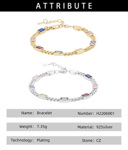 Dettaglio di bracciali in argento 925 con pietre CZ colorate in placcatura oro e argento