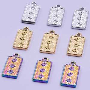 Rectangle stainless steel pendants with star pattern in gold, silver and rainbow colors
