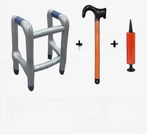 Inflatable walker and cane set with manual pump for Halloween costume party accessories